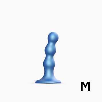 Насадка для страпона Strap-On-Me Dildo Plug Balls Blue Metallic M SO7818 - онлайн-сексшоп Сквитер