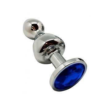 Металлическая анальна пробка Wooomy Lollypop Double Ball Metal Plug Blue L диаметр 3,5, длина 10,5см SO7419 - онлайн-сексшоп Сквитер
