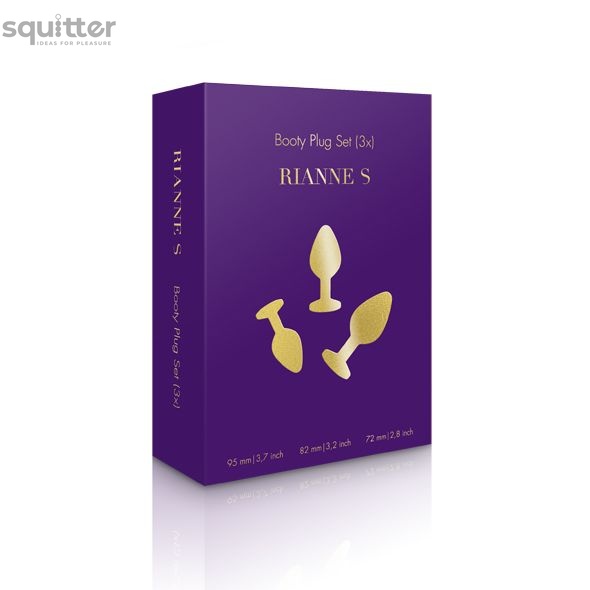 Набір силіконових анальних пробок із кристалом Rianne S: Booty Plug Set Purple, діаметр 2,7см, 3,5см SO3908 фото