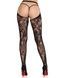 Колготки Leg Avenue Rose Lace Crotchless Tights with Open One Size Black SX2753,2 - інтернет-магазин інтимних товарів Squitter