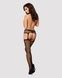 Сетчатые чулки-стокинги с узором на ягодицах Obsessive Garter stockings S232 S/M/L, черные, имитацияSO7269,4 - интернет-магазин интимных товаров Squitter