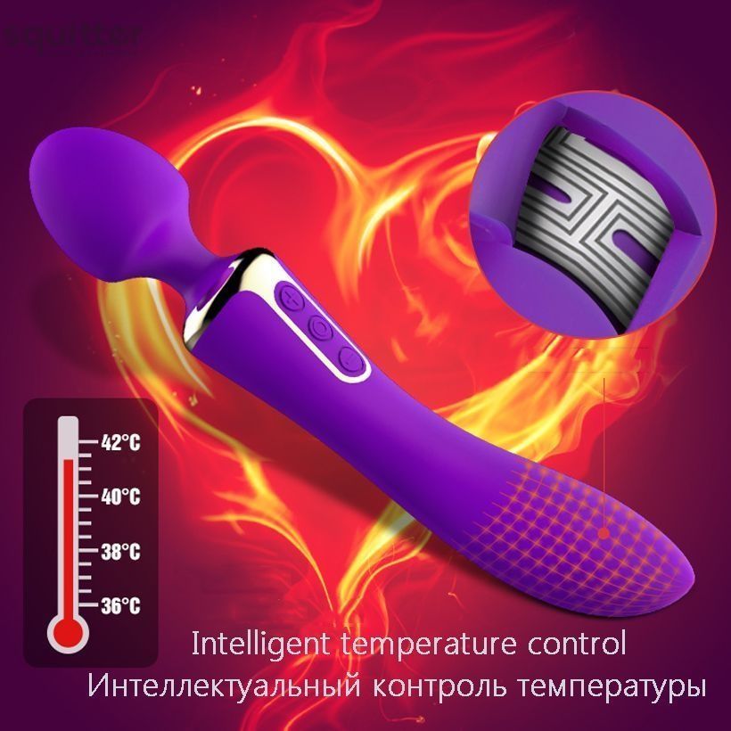 Вібромасажер 2-в-1 Leten AV Heat Purple з підігрівом, класичний вібромасажер і вібратор SO1721 - онлайн-сексшоп Сквітер