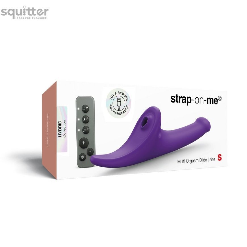 Вібронасадка для страпону з вакуумною стимуляцією Strap-On-Me Multi Orgasm Dildo S Purple SX4032 - онлайн-сексшоп Сквітер