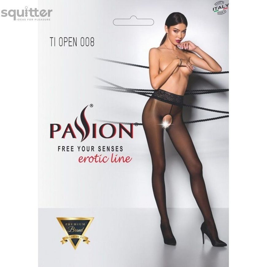 Эротические колготки TIOPEN 008 black 1/2 (30 den) &mdash; Passion, с вырезом PS24521 - онлайн-сексшоп Сквитер
