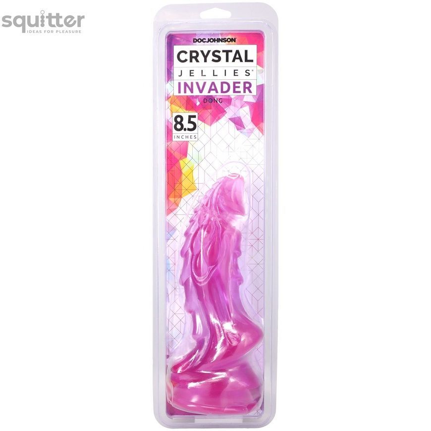 Фентезійний фалоімітатор Doc Johnson Crystal Jellies - Invader Dong 8.5 Inch - Purple SX4443 - онлайн-сексшоп Сквітер