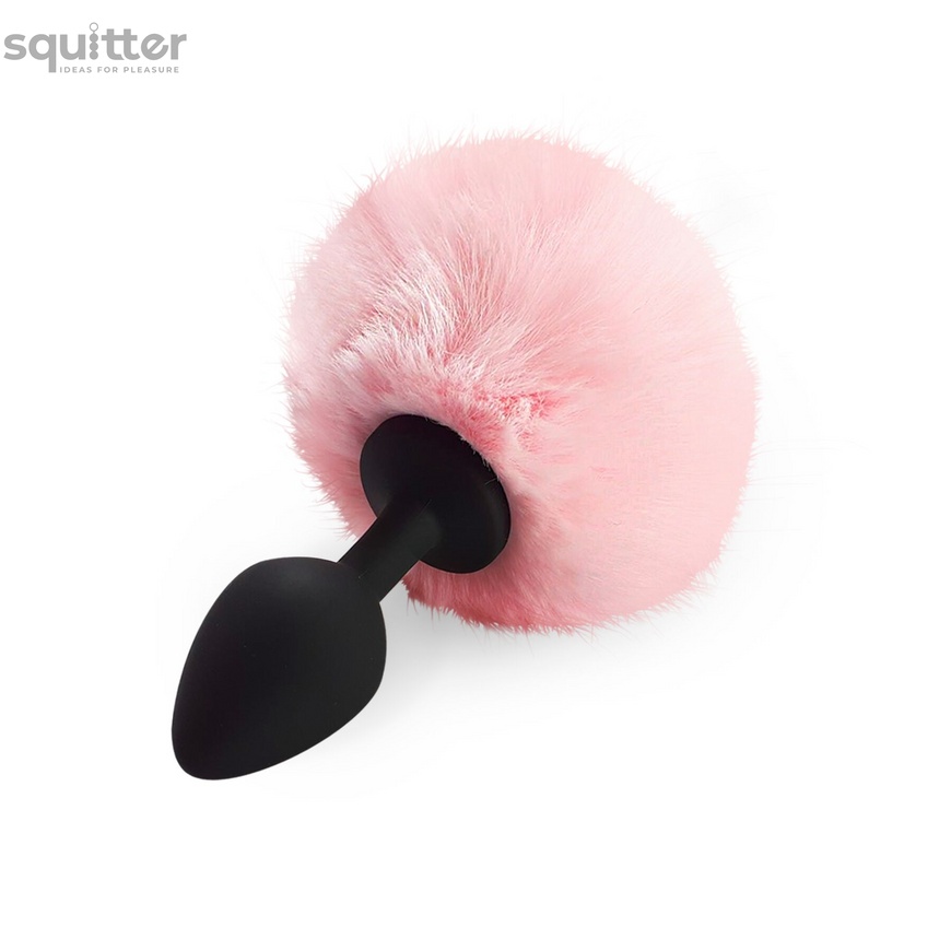 Силиконовая анальная пробка М Art of Sex - Silicone Bunny Tails Butt plug Pink, диаметр 3,5 см SO6693 фото