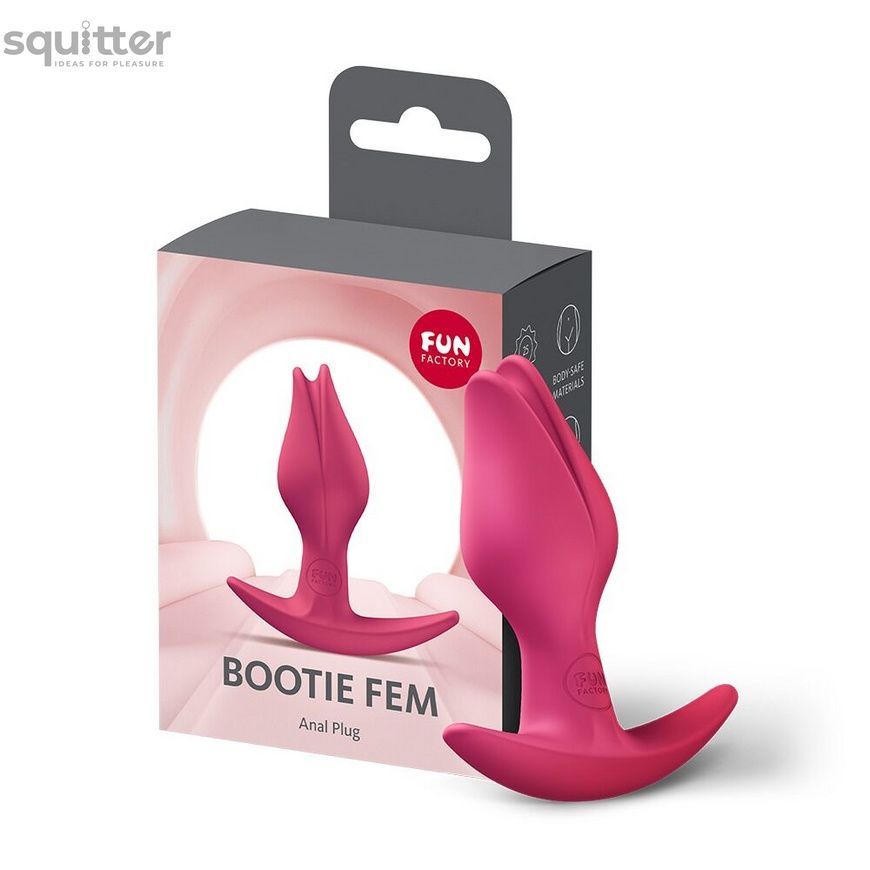 Анальна пробка Fun Factory BOOTIE FEM Raspberry, у вигляді бутона, діаметр 2,9 см, тонкий обмежувач SX3694 - онлайн-сексшоп Сквітер