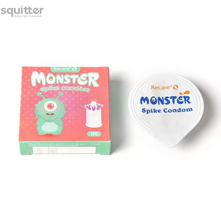 Насадка на член Recare Turquoise Monster Spike Condom (презерватив з вусиками) SX3355 - онлайн-сексшоп Сквітер