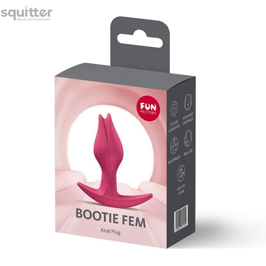 Анальна пробка Fun Factory BOOTIE FEM Raspberry, у вигляді бутона, діаметр 2,9 см, тонкий обмежувач SX3694 - онлайн-сексшоп Сквітер