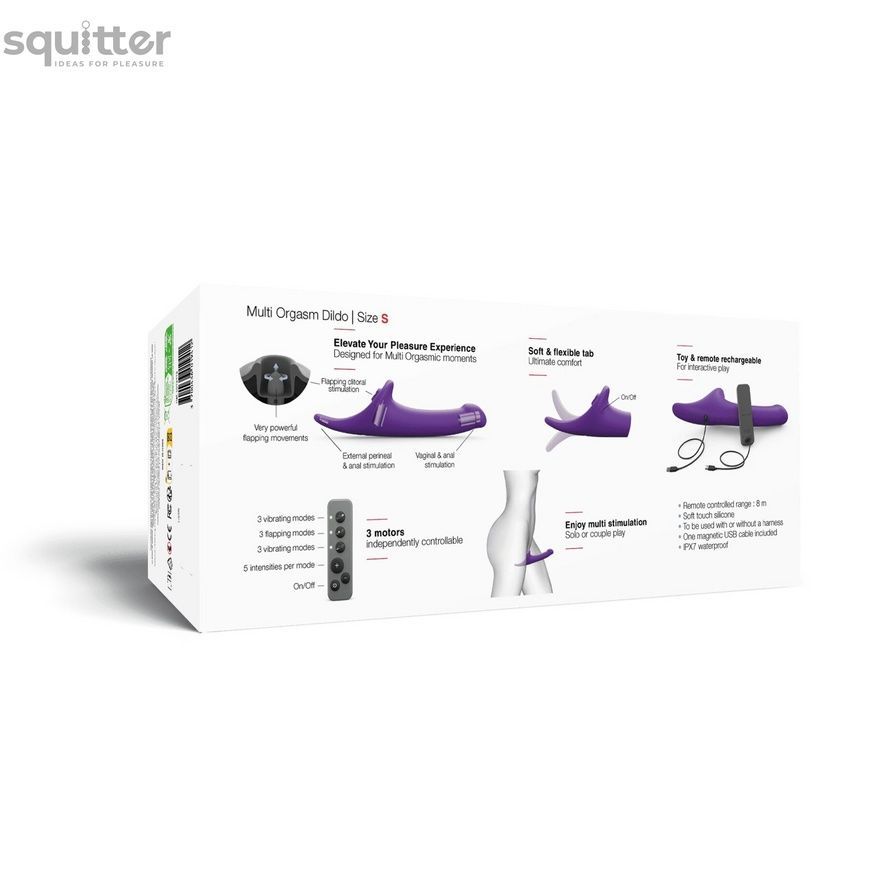 Вібронасадка для страпону з вакуумною стимуляцією Strap-On-Me Multi Orgasm Dildo S Purple SX4032 - онлайн-сексшоп Сквітер