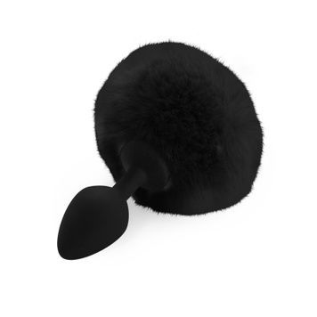 Силіконова анальна пробка М Art of Sex - Silicone Butt plug Rabbit Tail Black, діаметр 3,5 см SO6694 - онлайн-сексшоп Сквітер