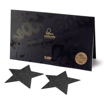 Пестіс - стикини Bijoux Indiscrets - Flash Star Black, наклейки на соски SO2339 - онлайн-сексшоп Сквітер