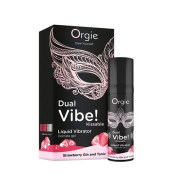 Рідкий вібратор Orgie Dual Vibe! Strawberry Gin & Tonic Kissable Liquid Vibrator, 15 мл SX1489 - онлайн-сексшоп Сквітер
