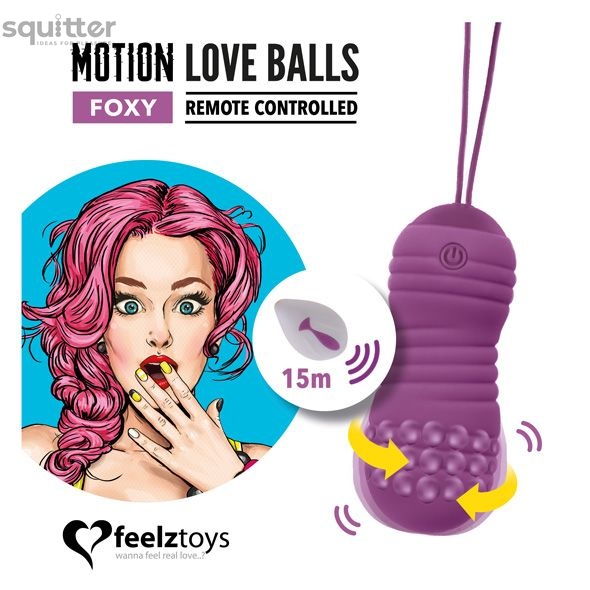 Вагинальные шарики с жемчужным массажем FeelzToys Motion Love Balls Foxy с пультом ДУ, 7 режимов SO3854 фото