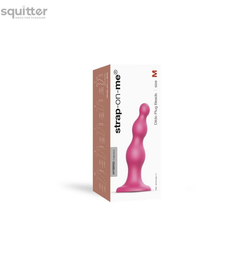 Насадка для страпона Strap-On-Me Dildo Plug Beads Framboise Metallic M SO7819 - онлайн-сексшоп Сквитер