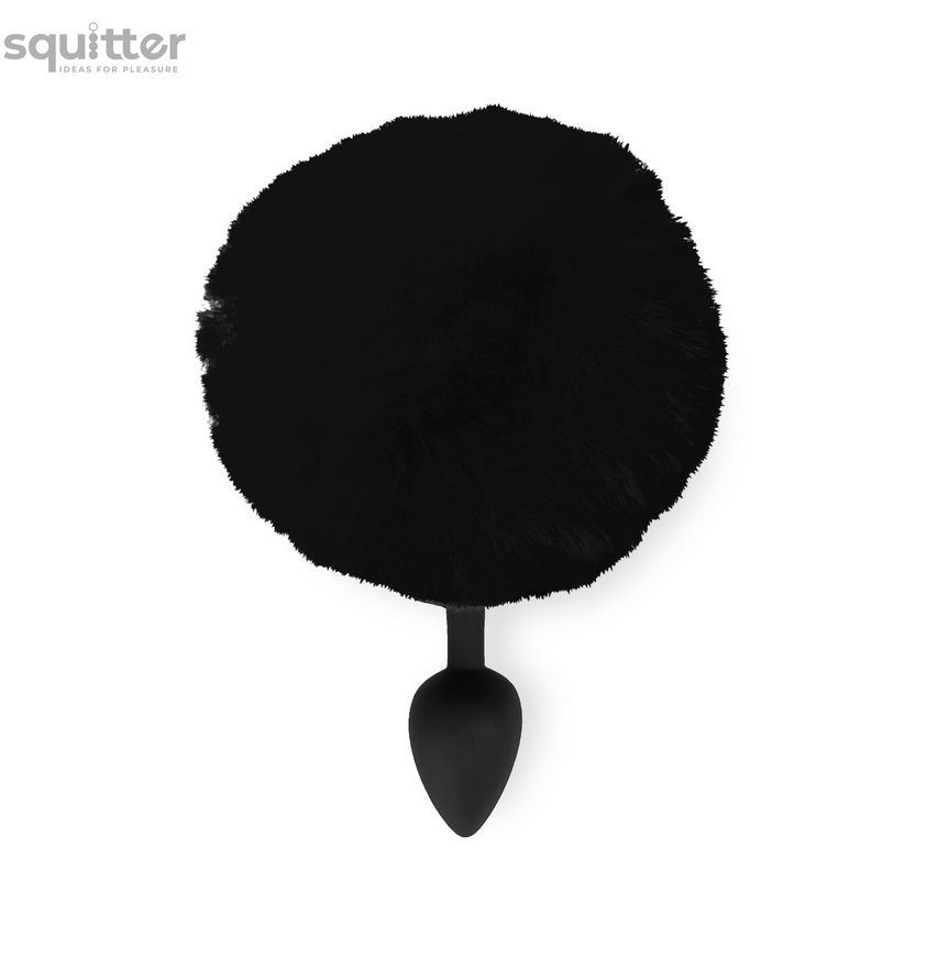 Силіконова анальна пробка М Art of Sex - Silicone Butt plug Rabbit Tail Black, діаметр 3,5 см SO6694 - онлайн-сексшоп Сквітер