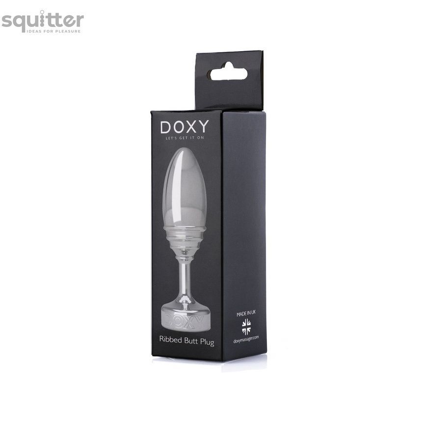 Металлическая анальная пробка DOXY Butt Plug RIBBED, ребристая, диаметр 3,3 см SO8031 - онлайн-сексшоп Сквитер