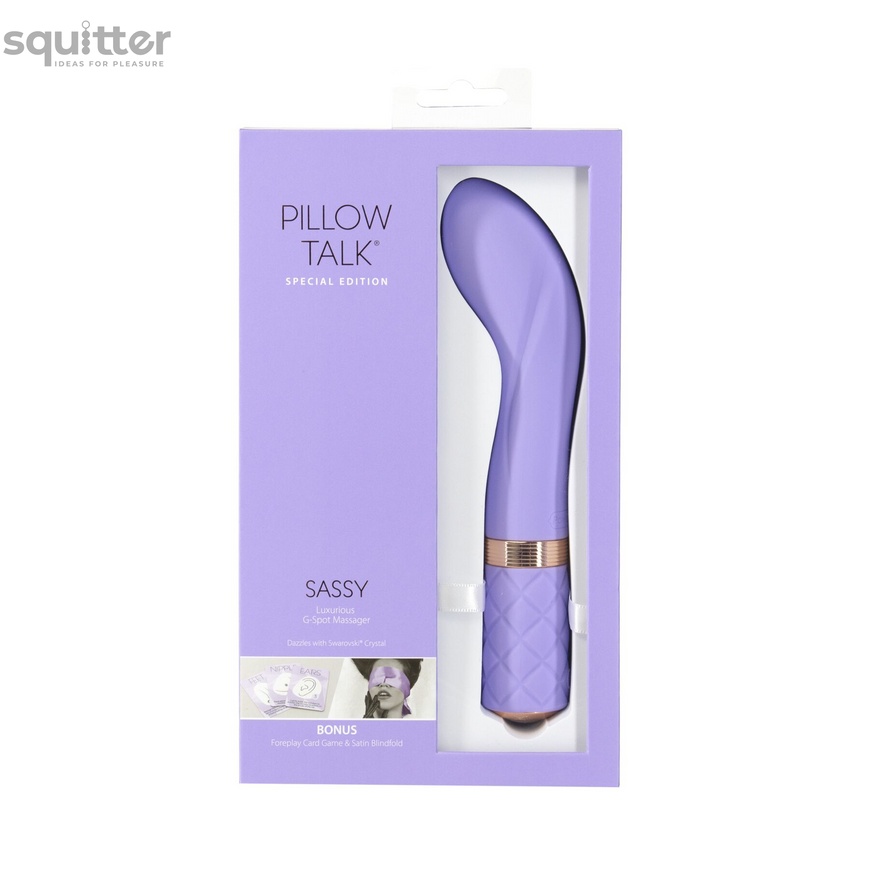 Роскошный вибратор Pillow Talk Sassy Purple Special Edition, Сваровски, повязка на глаза+игра SO6853 фото