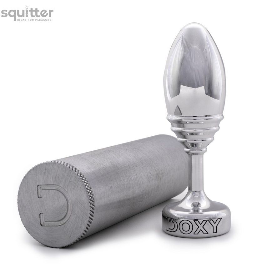 Металлическая анальная пробка DOXY Butt Plug RIBBED, ребристая, диаметр 3,3 см SO8031 - онлайн-сексшоп Сквитер