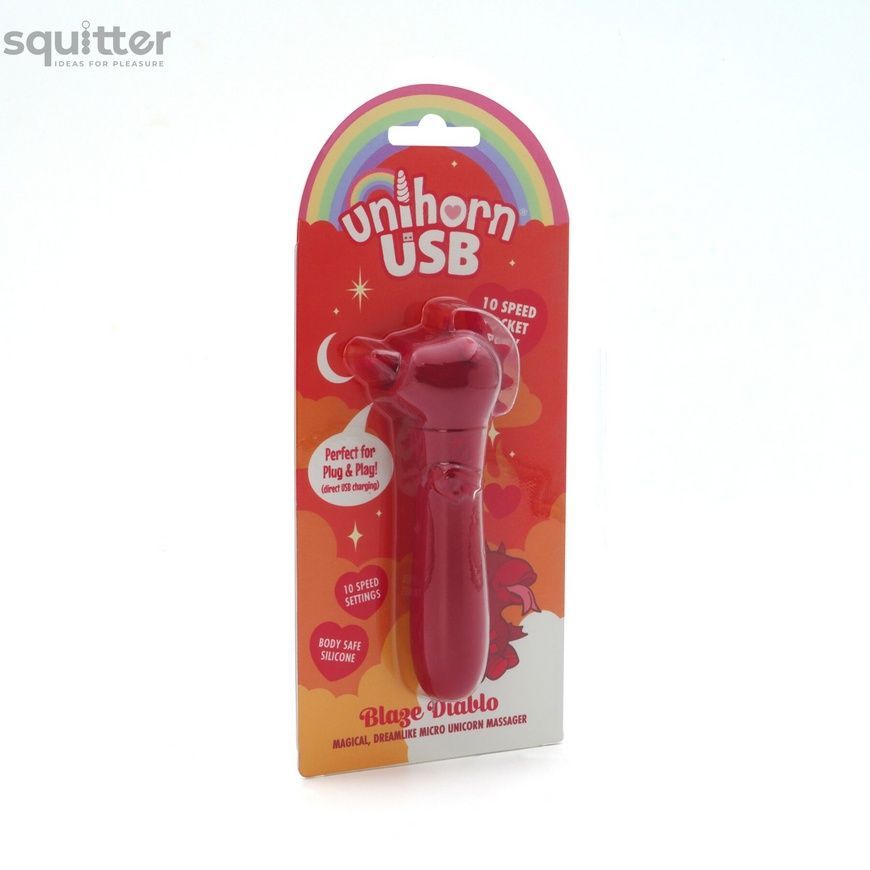 Вібратор-єдиноріжка Unihorn USB Bullet &ndash; Blaze Diablo віброкуля, USB-зарядка, 10 режимів SX2859 - онлайн-сексшоп Сквітер
