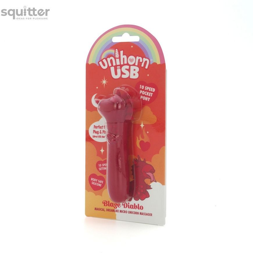 Вібратор-єдиноріжка Unihorn USB Bullet &ndash; Blaze Diablo віброкуля, USB-зарядка, 10 режимів SX2859 - онлайн-сексшоп Сквітер