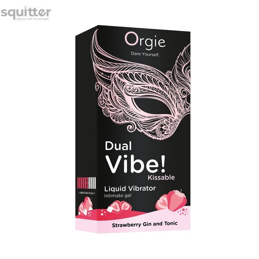 Рідкий вібратор Orgie Dual Vibe! Strawberry Gin & Tonic Kissable Liquid Vibrator, 15 мл SX1489 - онлайн-сексшоп Сквітер