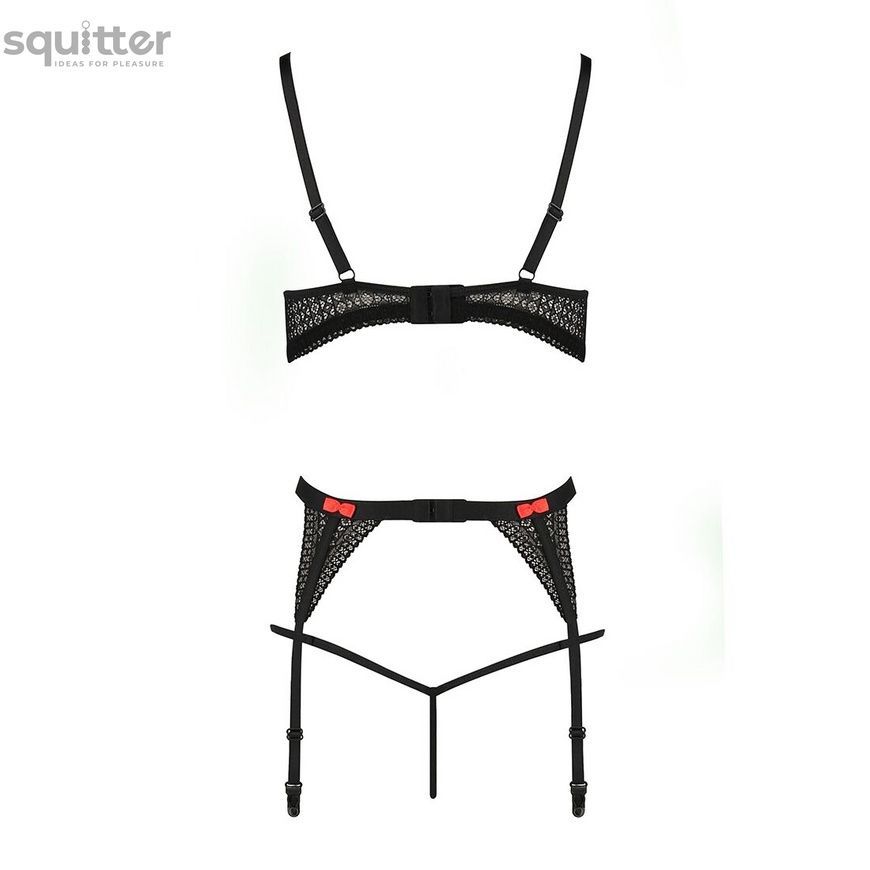 Распродажа!!! Комплект белья PERDITA SET black L/XL - Passion: стрэпы: лиф, стринги и пояс для чулок PS26504 - онлайн-сексшоп Сквитер