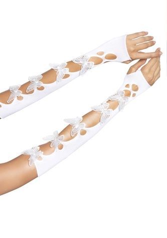 Мітенки Leg Avenue Butterfly applique arm warmers White, метелики SO8576 - онлайн-сексшоп Сквітер