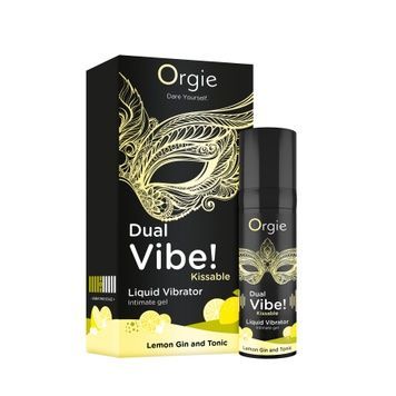 Рідкий вібратор Orgie Dual Vibe! Lemon Gin And Tonic Kissable Liquid Vibrator, 15 мл SX1490 - онлайн-сексшоп Сквітер