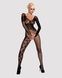 Бодистокинг Obsessive Bodystocking F210 S/M/L black, рукава-митенки, сетка, цветное кружевоSO7221,4 - интернет-магазин интимных товаров Squitter