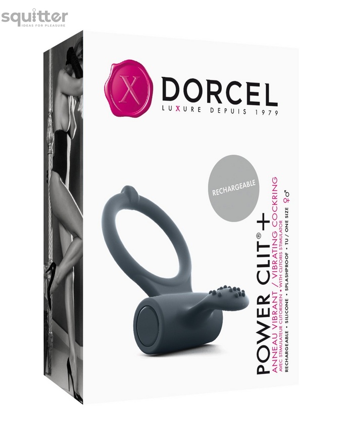 Ерекційне кільце Dorcel Power Clit Plus з вібрацією, перезаряджається, з язичком та щіточкою SO1417 фото