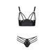 Комплект з екошкіри з люверсами та ремінцями Passion MALWIA BIKINI L/XL, black, бра та трусики SO5762,3 - інтернет-магазин інтимних товарів Squitter