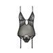 Корсет з декольте Passion ERZA CORSET L/XL, black, пажі, трусики, напівпрозорий PS26007,3 - інтернет-магазин інтимних товарів Squitter