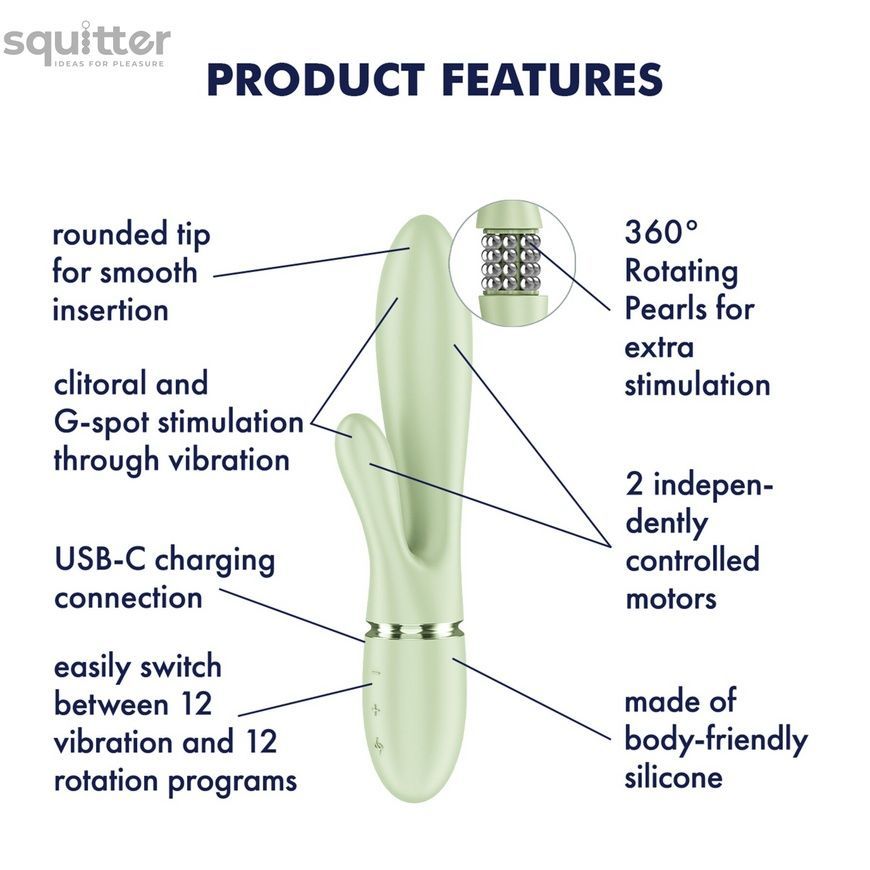 Вібратор-кролик Satisfyer Pearl Bunny 2 Light Green SX3829 - онлайн-сексшоп Сквітер