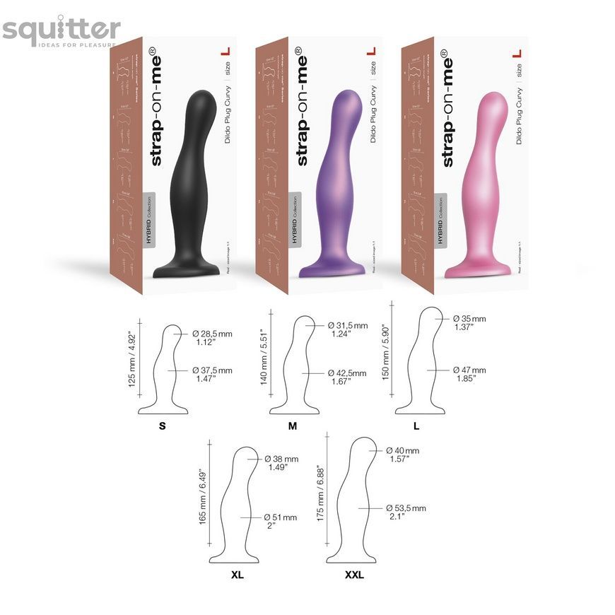 Насадка для страпона Strap-On-Me Dildo Plug Curvy Rose Dragee Metallic M SO7820 - онлайн-сексшоп Сквитер