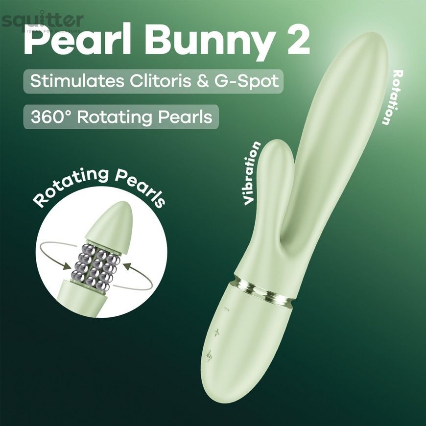 Вібратор-кролик Satisfyer Pearl Bunny 2 Light Green SX3829 - онлайн-сексшоп Сквітер