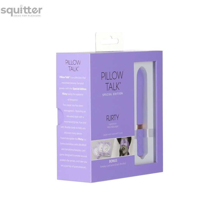 Розкішний вібратор Pillow Talk Flirty Purple Special Edition, Сваровскі, пов&rsquo;язка на очі+гра SO6854 - онлайн-сексшоп Сквітер