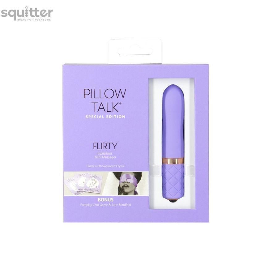 Розкішний вібратор Pillow Talk Flirty Purple Special Edition, Сваровскі, пов&rsquo;язка на очі+гра SO6854 - онлайн-сексшоп Сквітер