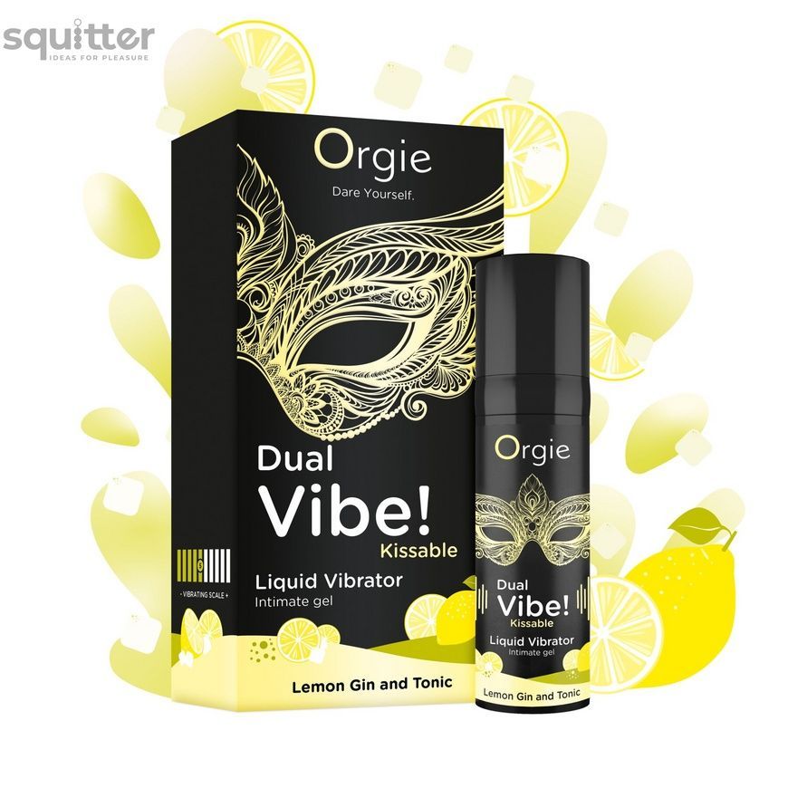 Рідкий вібратор Orgie Dual Vibe! Lemon Gin And Tonic Kissable Liquid Vibrator, 15 мл SX1490 - онлайн-сексшоп Сквітер