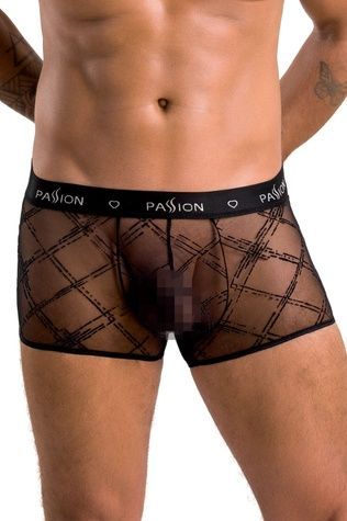 Чоловічі прозорі боксери Passion 032 SHORT JAMES XXL/XXXL Black, сітка SO7569 - онлайн-сексшоп Сквітер