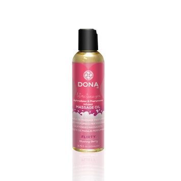 Массажное масло DONA Massage Oil FLIRTY - BLUSHING BERRY (110 мл) с феромонами и афродизиаками SO1689 - онлайн-сексшоп Сквитер