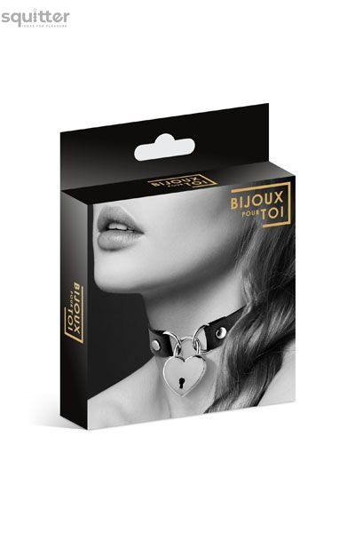 Чокер с замочком-сердечком Bijoux Pour Toi - HEART LOCK Black, экокожа SO1883 фото