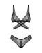 Комплект Obsessive Blomentis 2-pcs set, XS/S, мереживний, ліф із зав&rsquo;язками на спині, трусики-сліпи SX1030,3 - інтернет-магазин інтимних товарів Squitter