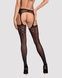 Сетчатые чулки-стокинги со стрелкой Obsessive Garter stockings S314 S/M/L, черные, имитация гартеровSO7272,2 - интернет-магазин интимных товаров Squitter