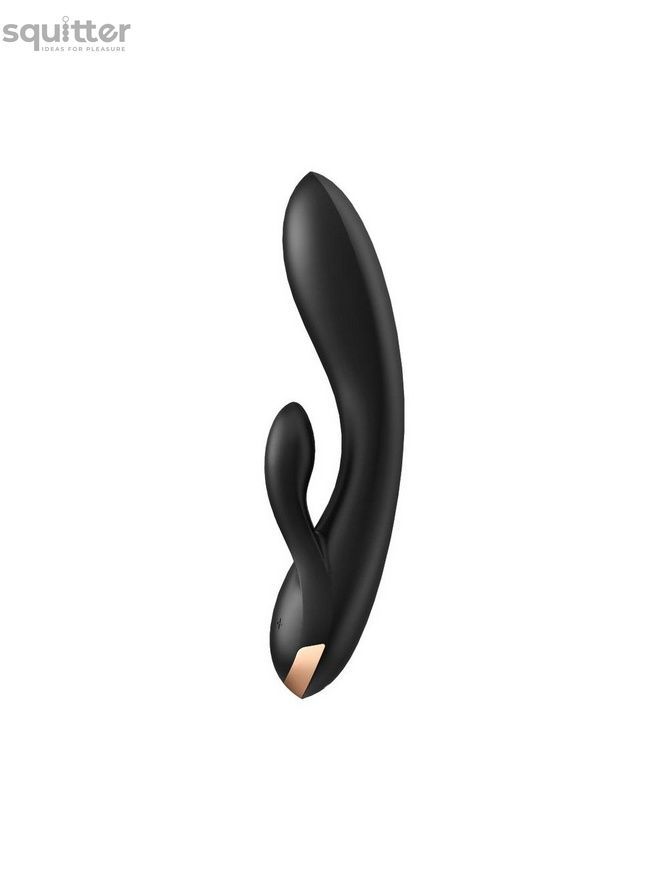 Смарт вибратор-кролик с двойным отростком Satisfyer Double Flex Black SO6094 - онлайн-сексшоп Сквитер