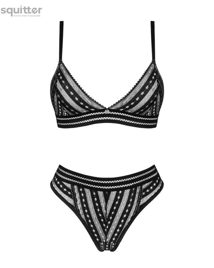 Комплект білизни Obsessive Natilya 2-pcs set M/L, black, бюстгальтер, трусики SO7718 - онлайн-сексшоп Сквітер