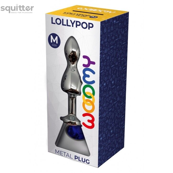 Металева анальна пробка Wooomy Lollypop Double Ball Metal Plug Blue M діаметр 3,1 см, довжина 9,4 см SO7422 фото