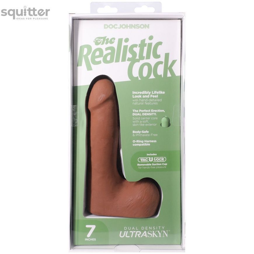 Фалоімітатор Doc Johnson The Realistic Cock ULTRASKYN - 7 Inch with Balls Caramel SX4456 - онлайн-сексшоп Сквітер
