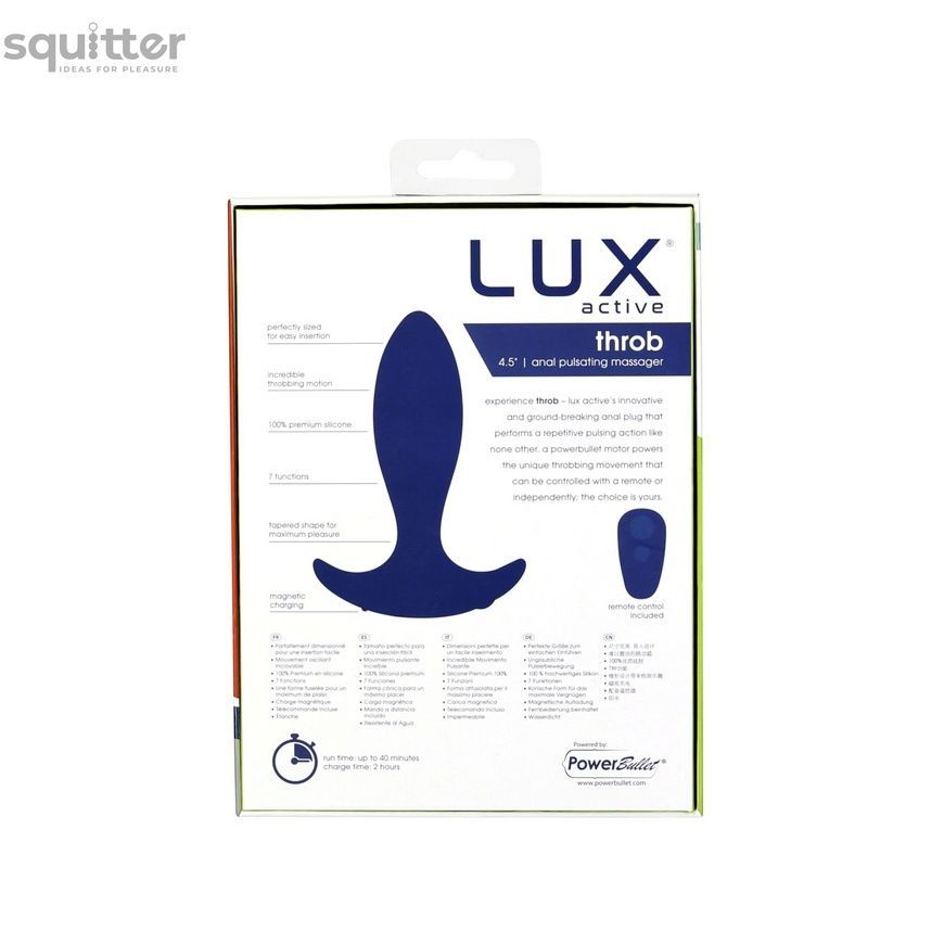 Анальна пробка з пульсацією Lux Active &ndash; Throb &ndash; 4.5" Anal Pulsating Massager, пульт ДК SO5571 - онлайн-сексшоп Сквітер