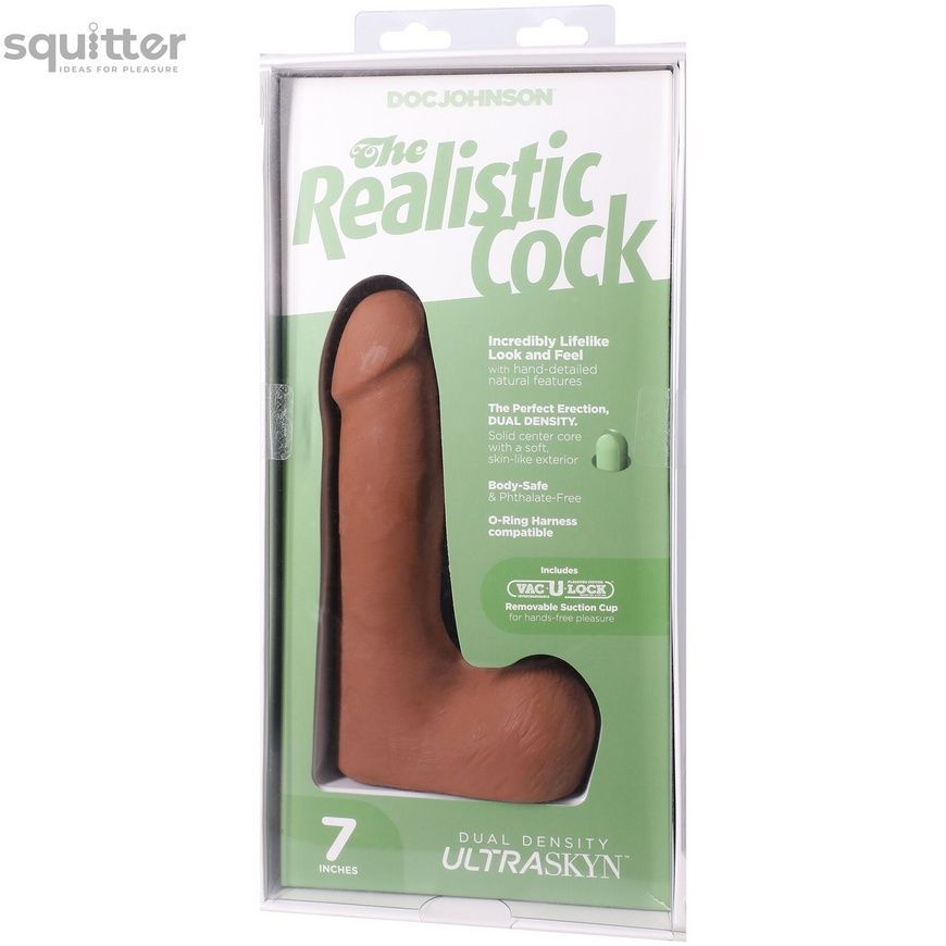 Фалоімітатор Doc Johnson The Realistic Cock ULTRASKYN - 7 Inch with Balls Caramel SX4456 - онлайн-сексшоп Сквітер